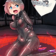 魔術部の先輩に騙されてラバー猫にされる絵。