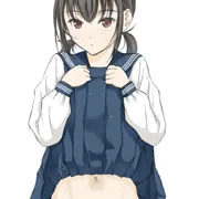 セーラー服ｘへそｘたくし上げ