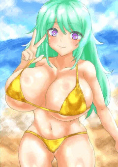 skebで描いた緑野あまもの金ビキニイラスト