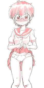 スカートたくしあげ