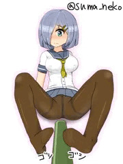 主砲を磨く浜風