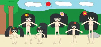 お母さんと娘たちの散歩