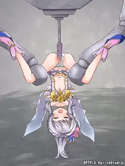 機械に拘束されて責められるティナ