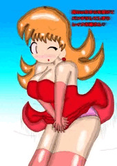 風のいたずらでセクシーなパンティが見えて赤面しちゃうオリキャラのレイナお姉さん♡