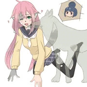 ゆるキャン△の各務原なでしこちゃん狼化transfur絵。