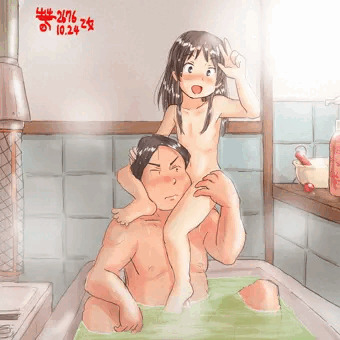 片肩車ではしゃぐ娘