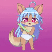 棒状のような物を持ってるケモノ娘