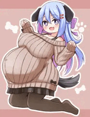 ボテ腹わんわんオフショルニット