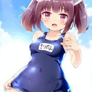海で遊ぶスク水きりたん