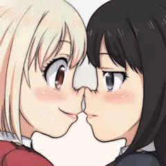 千束とたきなの鼻キス