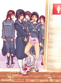 JCちゃんトイレ行列で我慢できずお漏らし、実習生にオマンコ拭かれる
