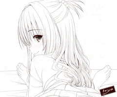 巫女服の美柑ちゃんと　線画