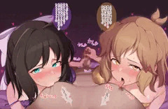 ビッキー&みくさん　乳首舐め手コキ