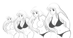 黒ビキニ姿の麗子　乳揺れ