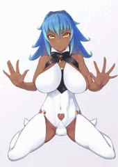 青髪褐色おっぱい