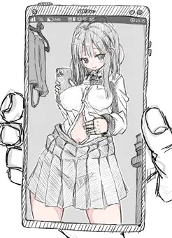 自撮り女の子のお腹見せ