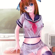 透けセーラー服少女