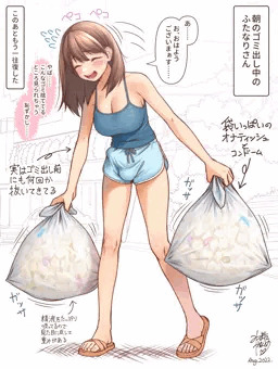 【ふたなり】ゴミ出しをするふたなりさん