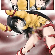 ほむらが、ふたなりチ●ポに触手から絡みつかれ扱かれ、気持ち良くて●●してしまう絵