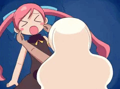 まほのほっぺをつねるきあら