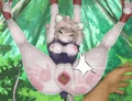 じゃがいもを挿入されスパンキングを受けるネズミ娘