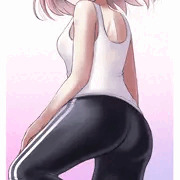 レギンスとピンク髪のお姉さん