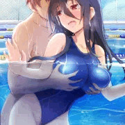 プールの中でおっぱい鷲掴みしつつ立ちバック！