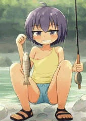 フライでヤマメを釣るロリ