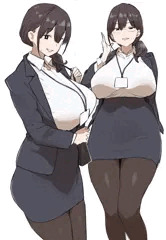 おっぱいが長くてでかそうなOLを描いた