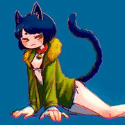 コートの下大胆なねこちゃん