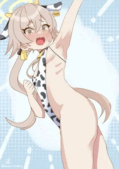 牛柄ハイレグ水着ヒフミちゃん