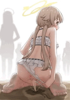 海辺のトイレが混みすぎてたヒフミちゃん
