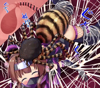 蜘蛛に捕らわれた忍者ちゃん