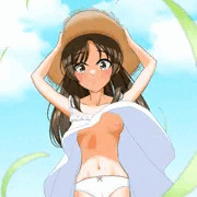 風が吹いて帽子を押えたらワンピースがめくれあがったありす