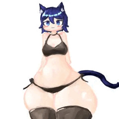 特盛下半身ねこ娘の膨乳