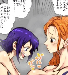 お玉に揉まれて感じるナミさん。