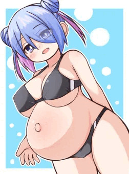 おだんごツインテ黒ビキニ
