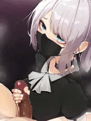 地雷マスク手コキ娘
