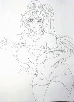 必死に頼めば下乳捲って見せてくれるネリエル。