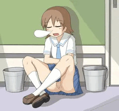 廊下で居眠り