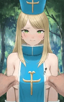 女僧侶、硬直魔法をかけられ乳首をコリコリされる