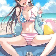 足で缶を挟んでるおたえ