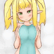 落書き　エルフさんとタオル