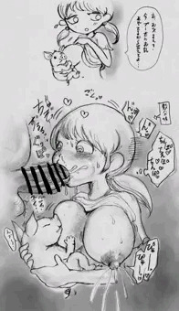 コブタちゃんに授乳しながらフェラ