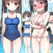 水着を頑張りすぎちゃったクラスでは普段地味な女の子。