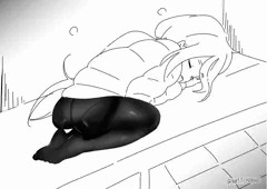 なでしこちゃん黒タイツ尻コキ