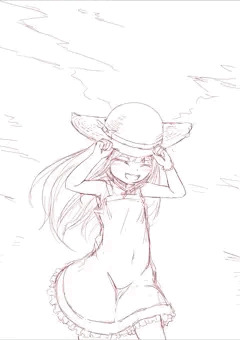 麦わら帽子で白ワンピースの女の子