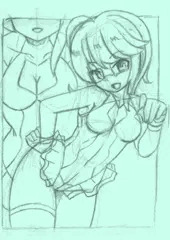 アナログ落書き③＋水着巴さんラフ