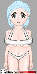 ゲームの立ち絵風　緑寄生虫に汚染される被検体404号