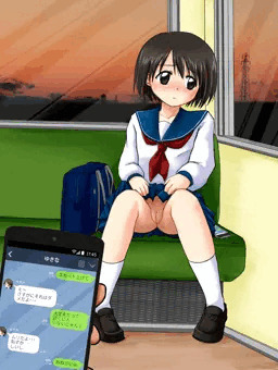 スカート上げて